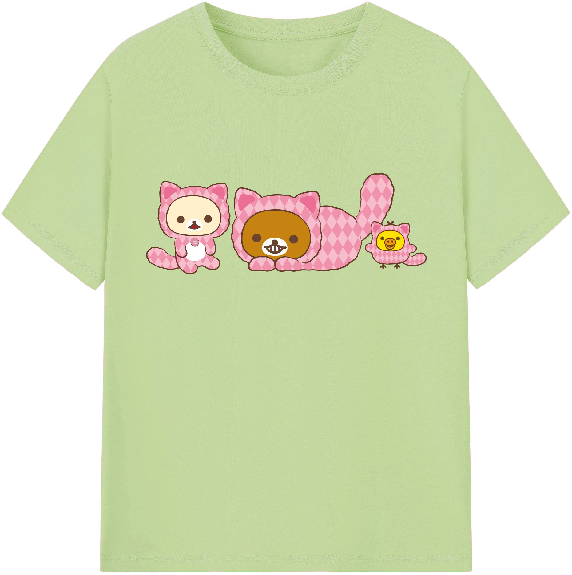 （画像用） リラックマ リラックマ キイロイトリ Rilakkuma Korilakkuma Kiiroitori 綿100％半袖Tシャツ（フロントプリント）